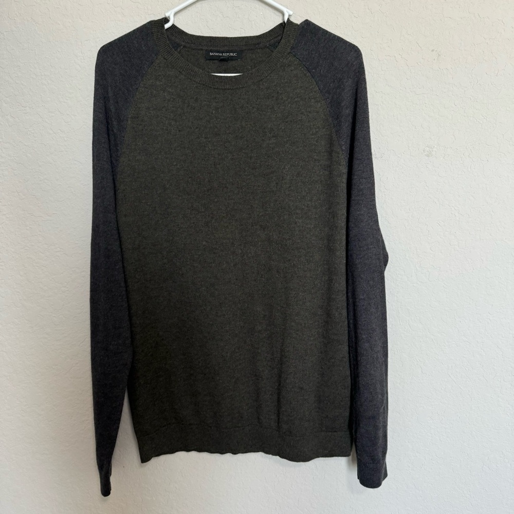 Banana Republic Long Sleeve Sweater Green/Grey Sz M